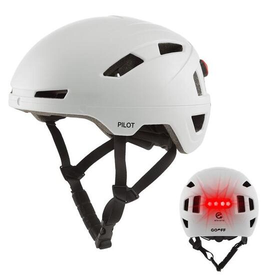 Casque vélo GO-OFF PILOT avec visière certifiée NTA – Blanc, M