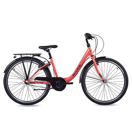 chiX, 24 Zoll Kinderfahrrad, 3-Gang, Koralle/Dunkelrot, 130–145 cm