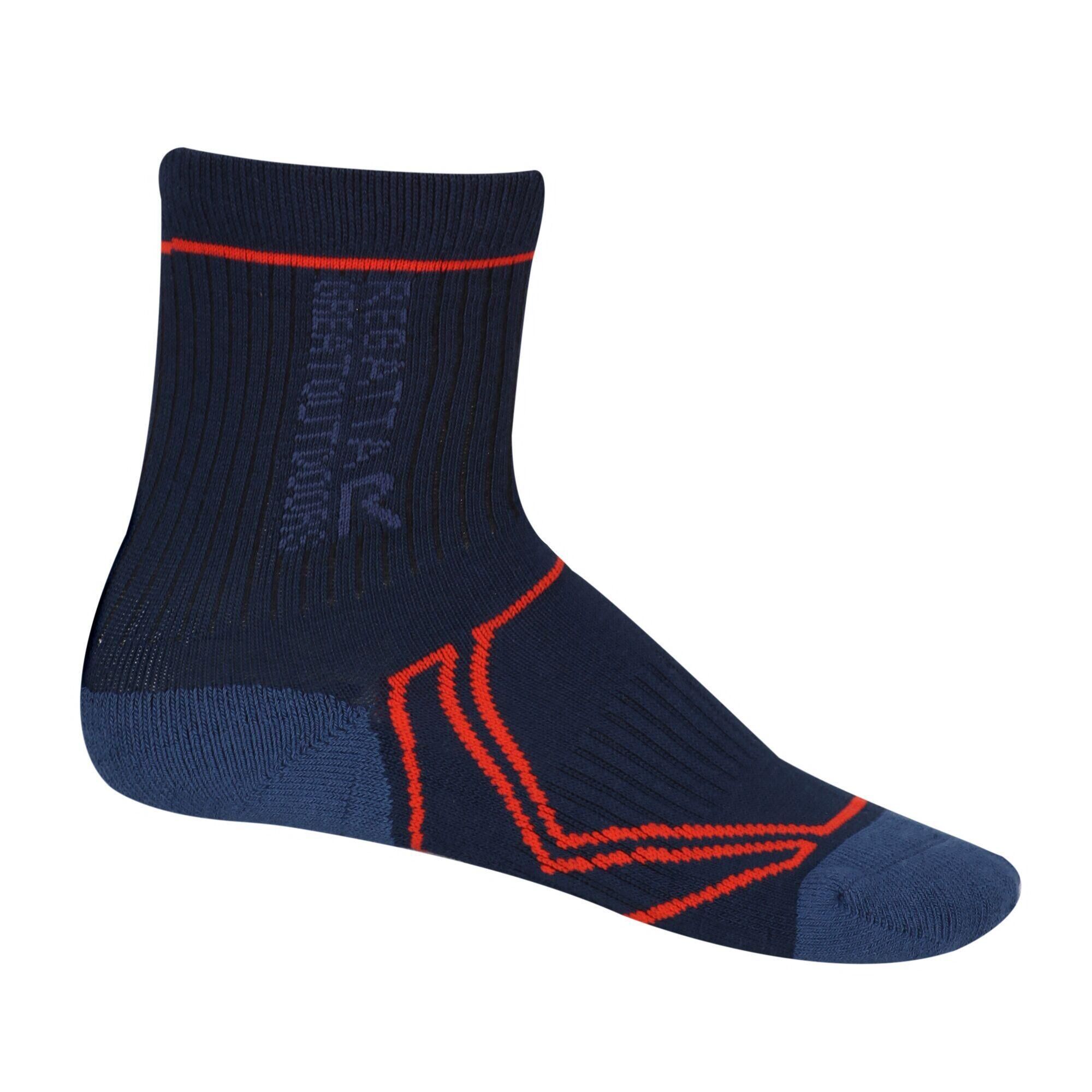 REGATTA Great Outdoors Childrens/Kids 2 Season Coolmax Trek & Trail Socks (Navy/Amber