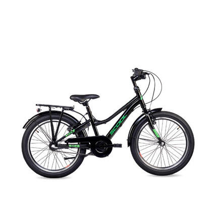troX, 20 Zoll Kinderfahrrad, 3-Gang, Schwarz/Neongrün, 115–130 cm, 6–9 Jahre
