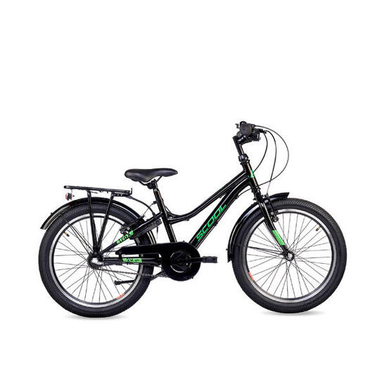 troX, 20 Zoll Kinderfahrrad, 3-Gang, Schwarz/Neongrün, 115–130 cm, 6–9 Jahre