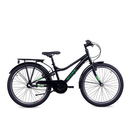 troX, 20 Zoll Kinderfahrrad, 3-Gang, Schwarz/Neongrün, 115–130 cm, 6–9 Jahre