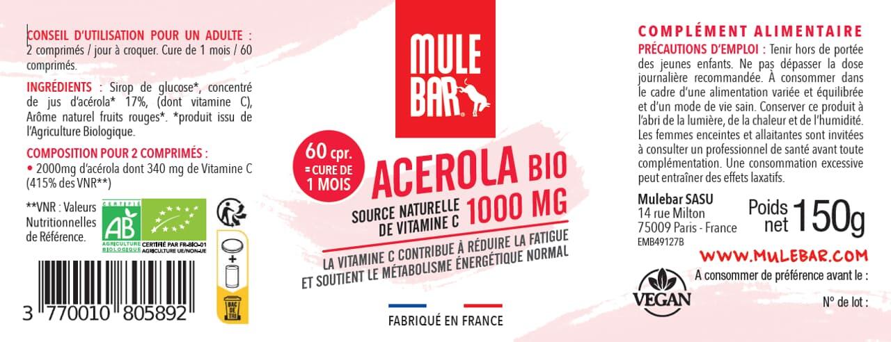 Acérola Vitamine C 1000mg Mulebar 5/6