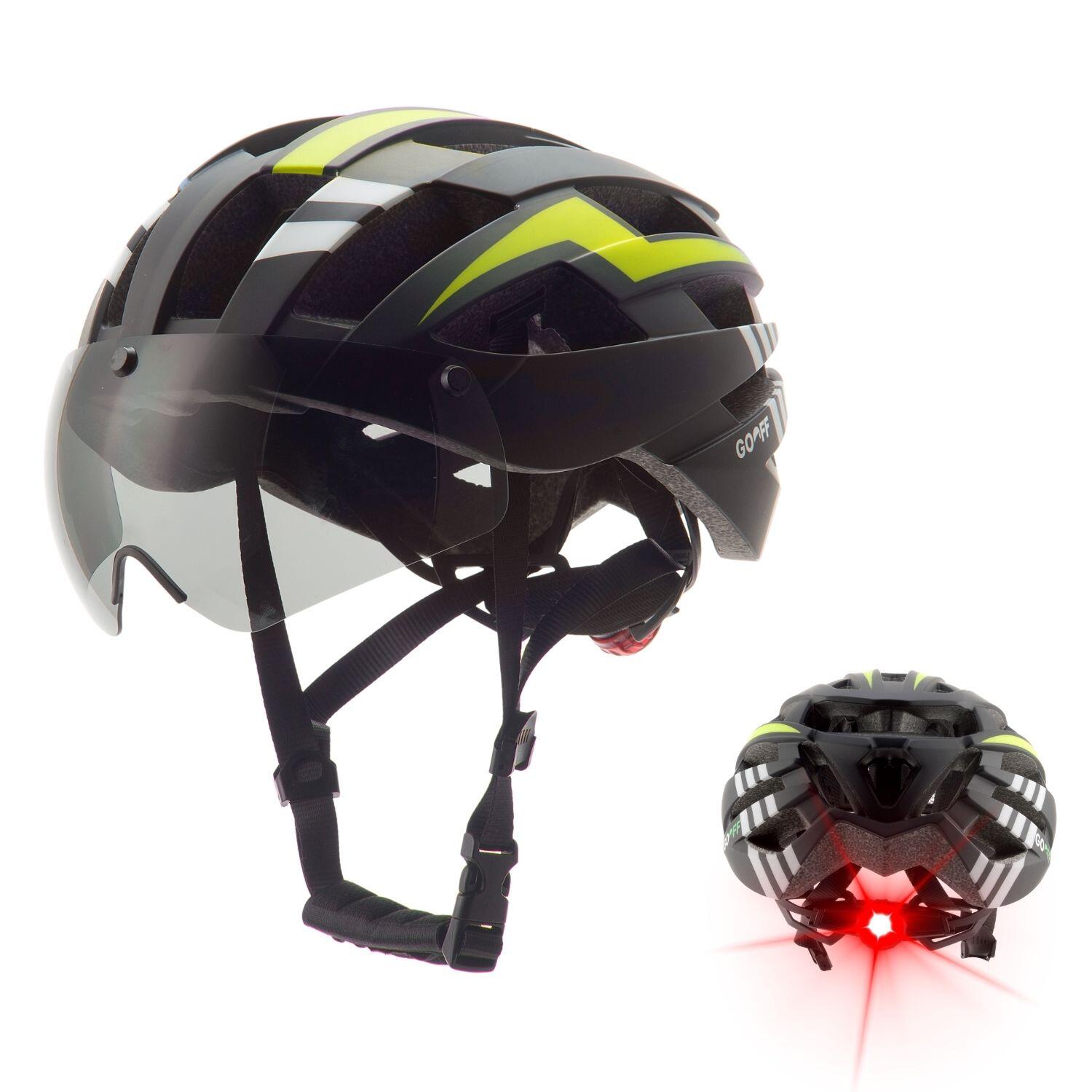 Go-off - Casque Vélo Gooff Blitz Avec 2 Visières – Taille L - Casque - Jaune|noir|orange - L/59-61 Cm - Decathlon