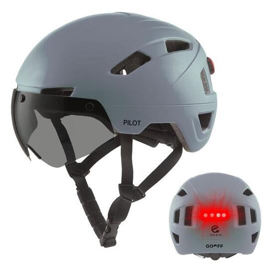 Casque vélo GO-OFF PILOT avec visière certifiée NTA – gris, XL