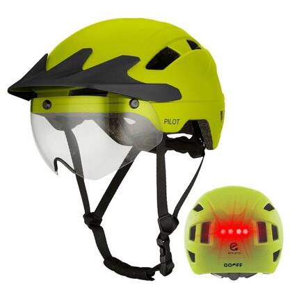 Casque vélo GO-OFF PILOT avec couvre-pluie (bleu M)