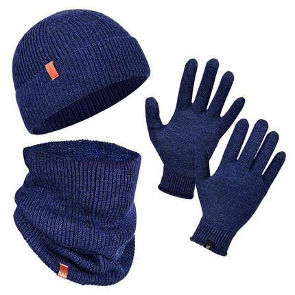 70 % Merinowolle Mütze-, Halswärmer- und Handschuh-Set - Winterset