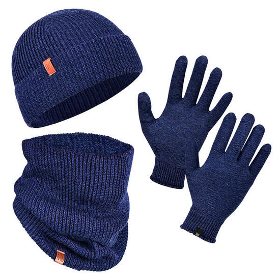 70 % Merinowolle Mütze-, Halswärmer- und Handschuh-Set - Winterset