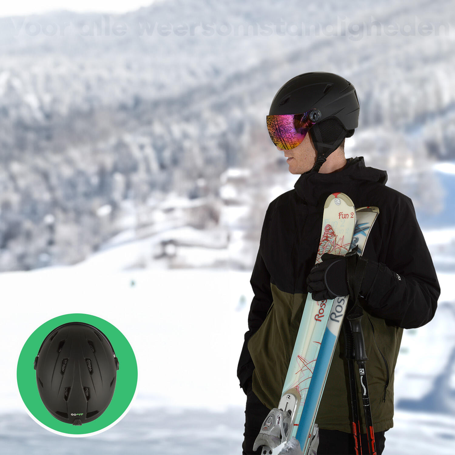 Casque de ski GO-OFF SPEED avec visière – noir – taille M 7/7