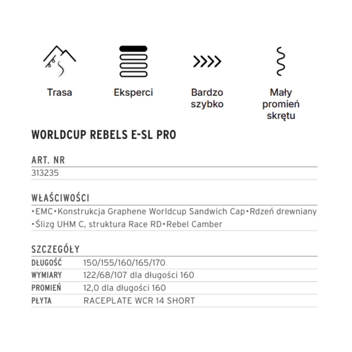 Narty HEAD Worldcup Rebels e-SL Pro RP WCR + wiązania Freeflex 14 GW 2026 165 cm 2/6