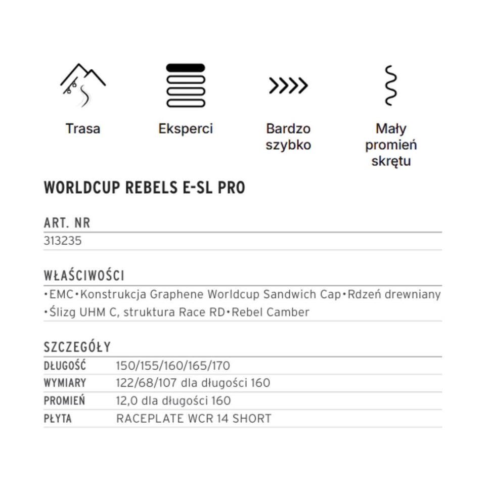 Narty HEAD Worldcup Rebels e-SL Pro RP WCR + wiązania Freeflex 14 GW 2026 165 cm