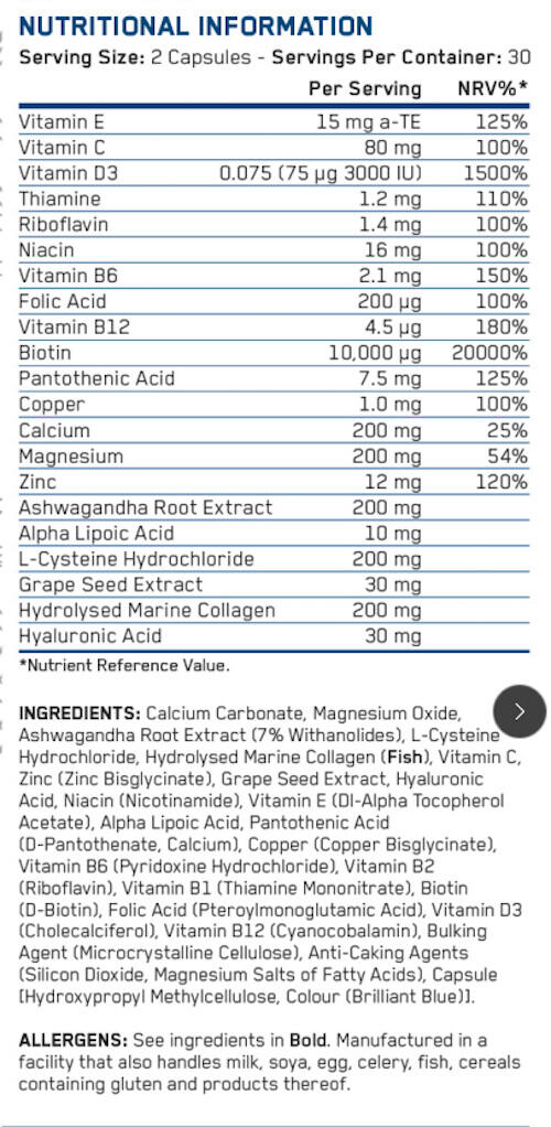 Applied Nutrition Hair Skin Nails 60 Caps 3/3