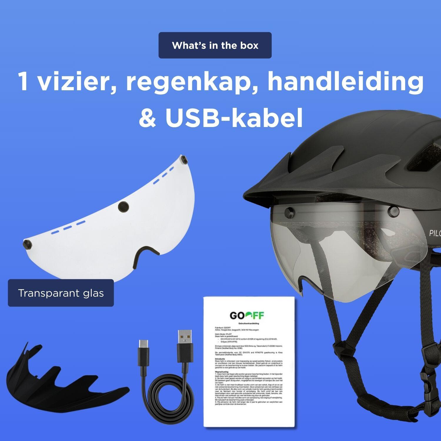 Casque vélo GO-OFF PILOT 4-en-1 avec couvre-pluie (noir S) 7/7