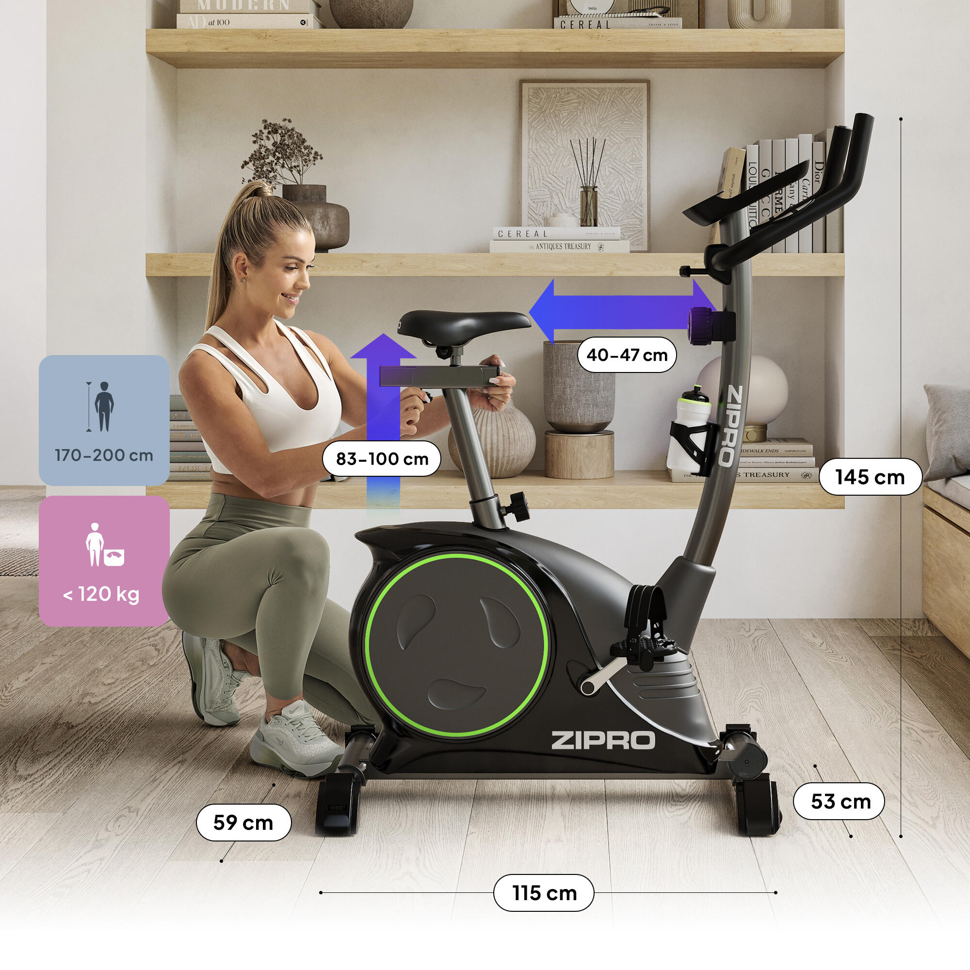 Vélo d'appartement magnétique Zipro Nitro pour fitness et cardio 4/8