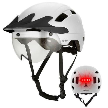 Casque vélo GO-OFF PILOT avec couvre-pluie (bleu M)