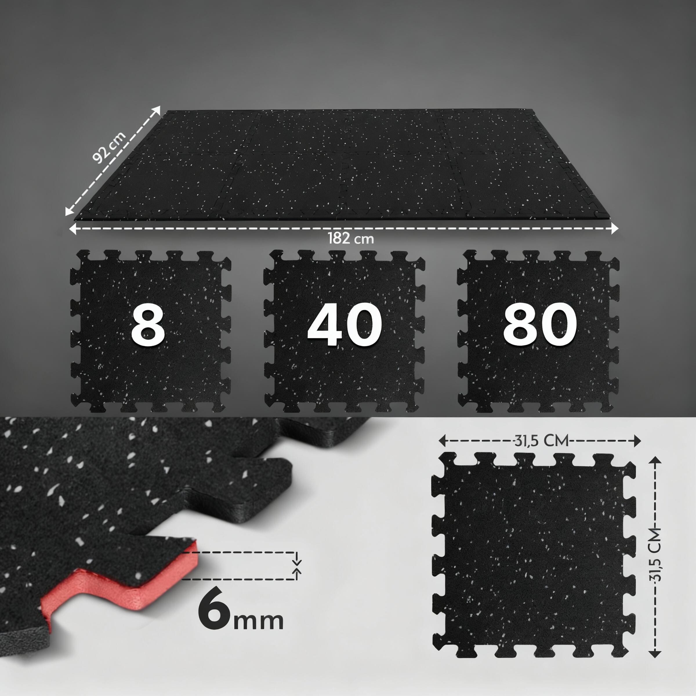 Bodenschutzmatte Fitness – Vollgummi-Bodenmatte – 40er-Set Puzzlematten 2/7
