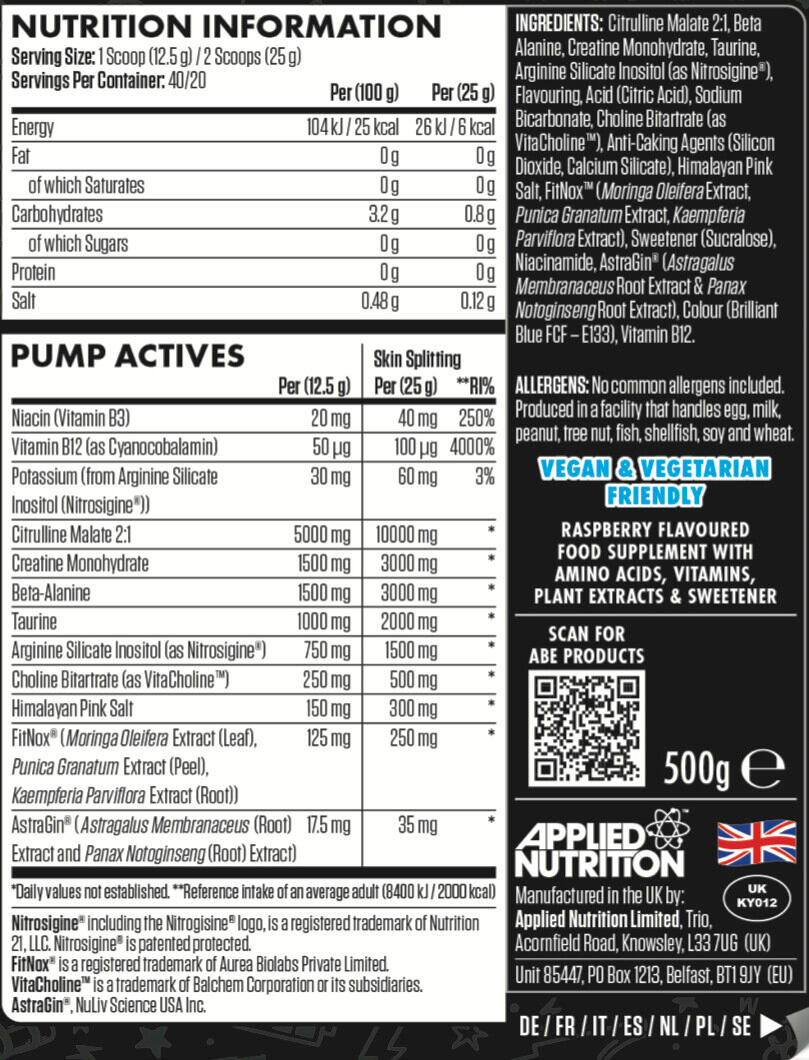 Pre-workout - ABE Pump - Framboise Bleue 500g APPLIED NUTRITION | Decathlon