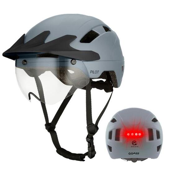 Casque vélo GO-OFF PILOT avec pare-soleil (gris M)