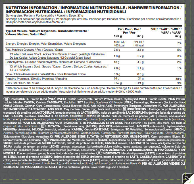 Protéine multi-sources - Syntha-6® Edge - Milkshake à la Fraise 1780g 3/6