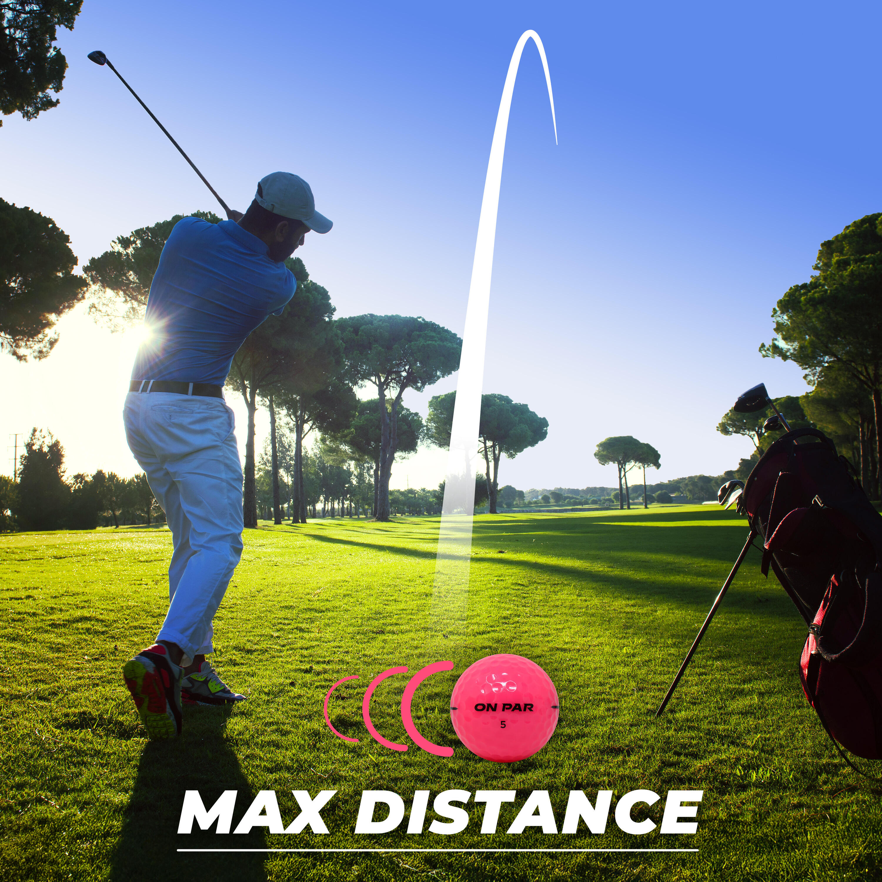 Balle de golf pack 12 rose - Distance Max 5/6
