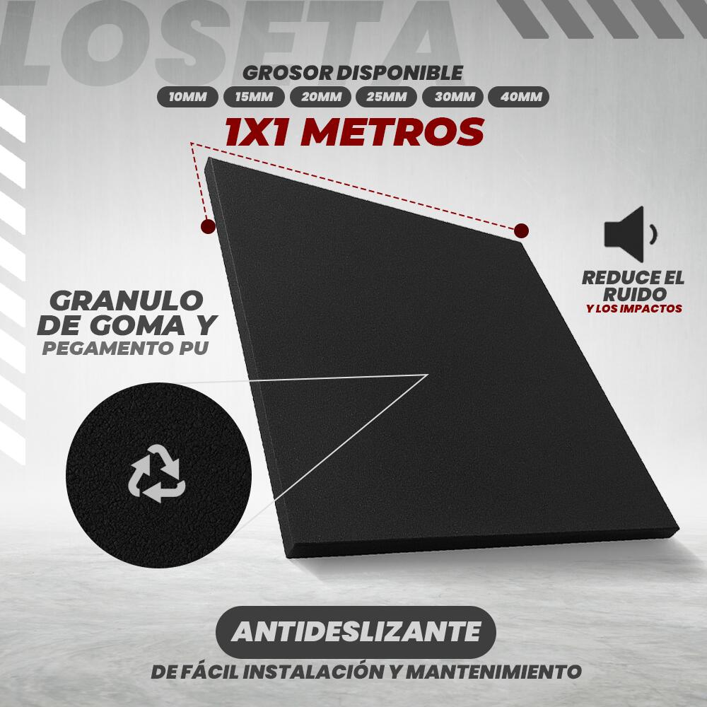 Suelo de gimnasio en loseta de caucho 1x1m  Viok Sport 15mm 4/4
