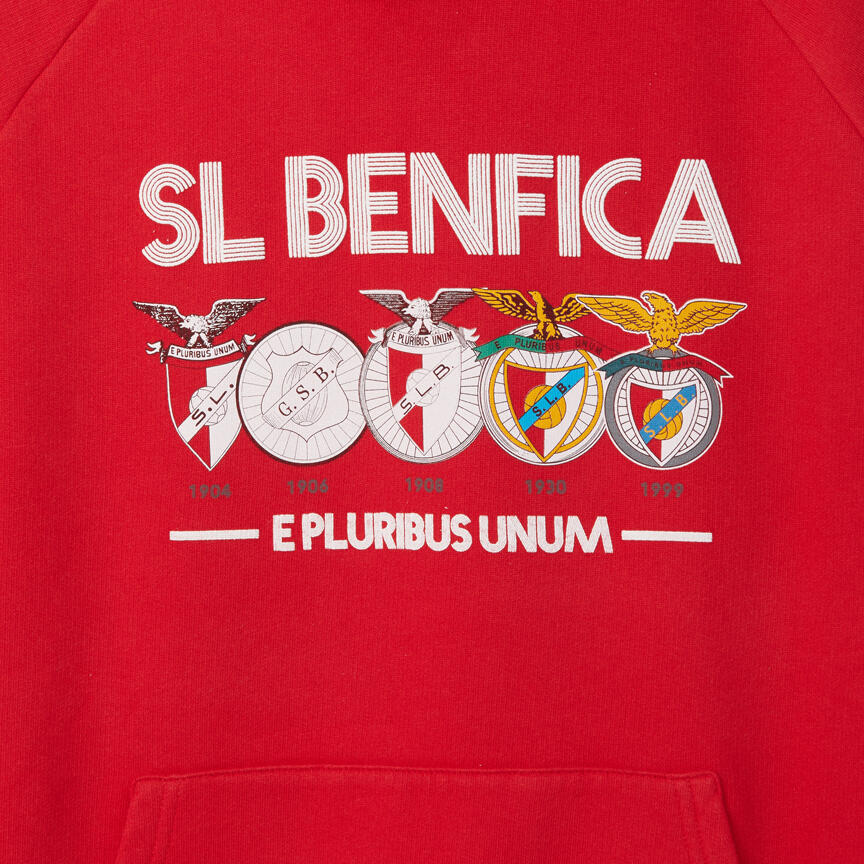 Sweat Vermelha com Capuz Evolução do Emblema do SL Benfica 2/3