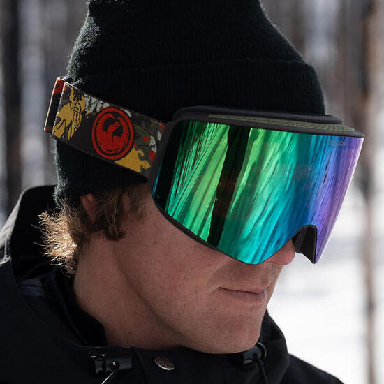 PXV Lunettes De Ski Unisexes - Leafy Camo/LL Green Ionized & LL Violet