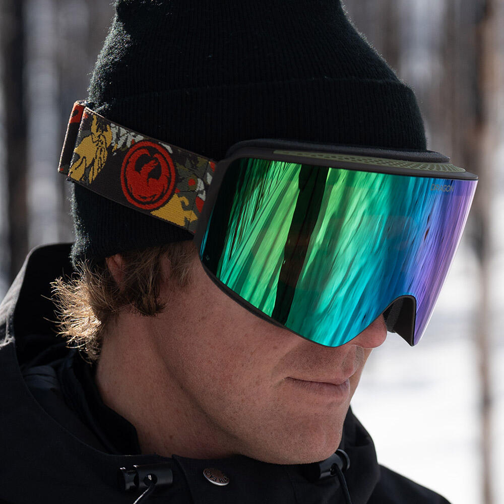 Dragon - Pxv Lunettes De Ski Unisexes - Leafy Camo/ll Green Ionized & Ll Violet - Masque De Ski - Marron|vert|violet - Taille Unique - Decathlon