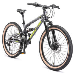 VTT 24" aluminium, vélo enfant 9 ans, semi-rigide, 21 vitesses, frein à disque