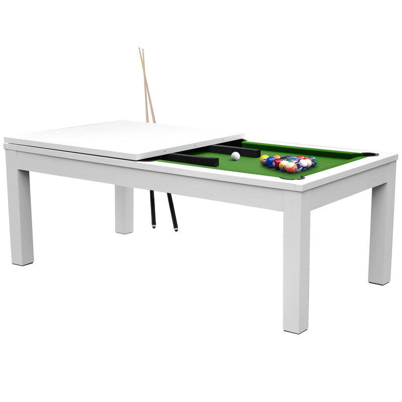 Rendezvousdeco - Table De Billard Eddie Convertible Blanche Tapis Vert - Billard - Vert - Taille Unique - Decathlon