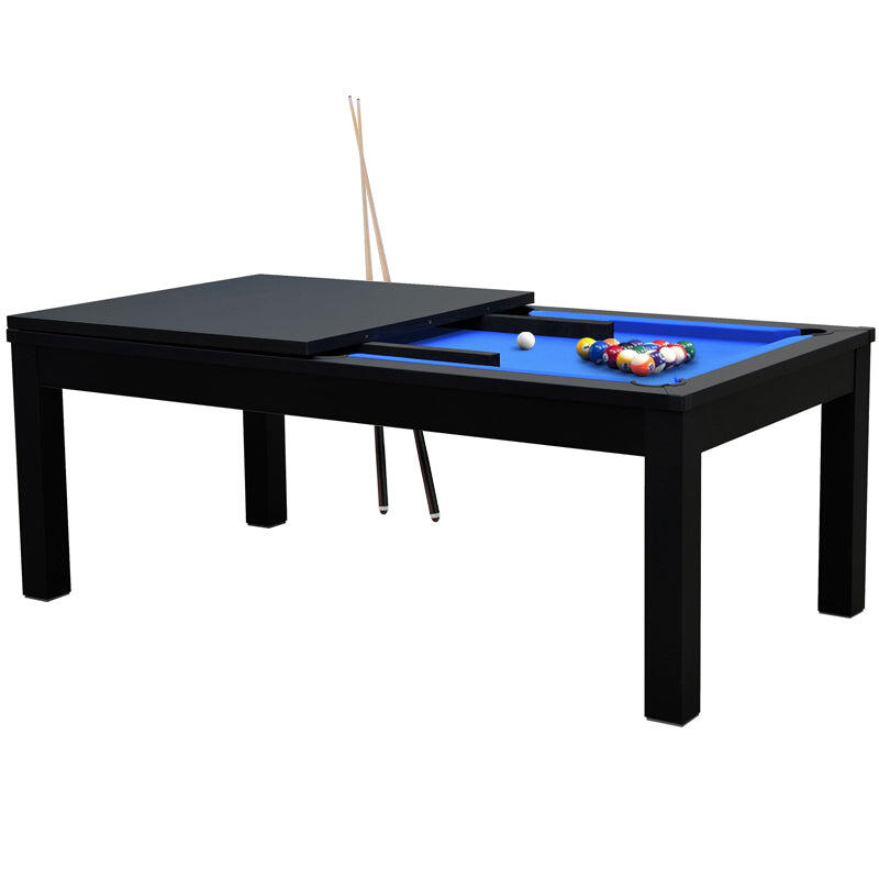 Rendezvousdeco - Table De Billard Eddie Convertible Noire Tapis Bleu - Billard - Bleu - Taille Unique - Decathlon