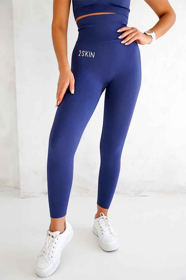 legginsy bezszwowe push up damskie Squat navy 2skin