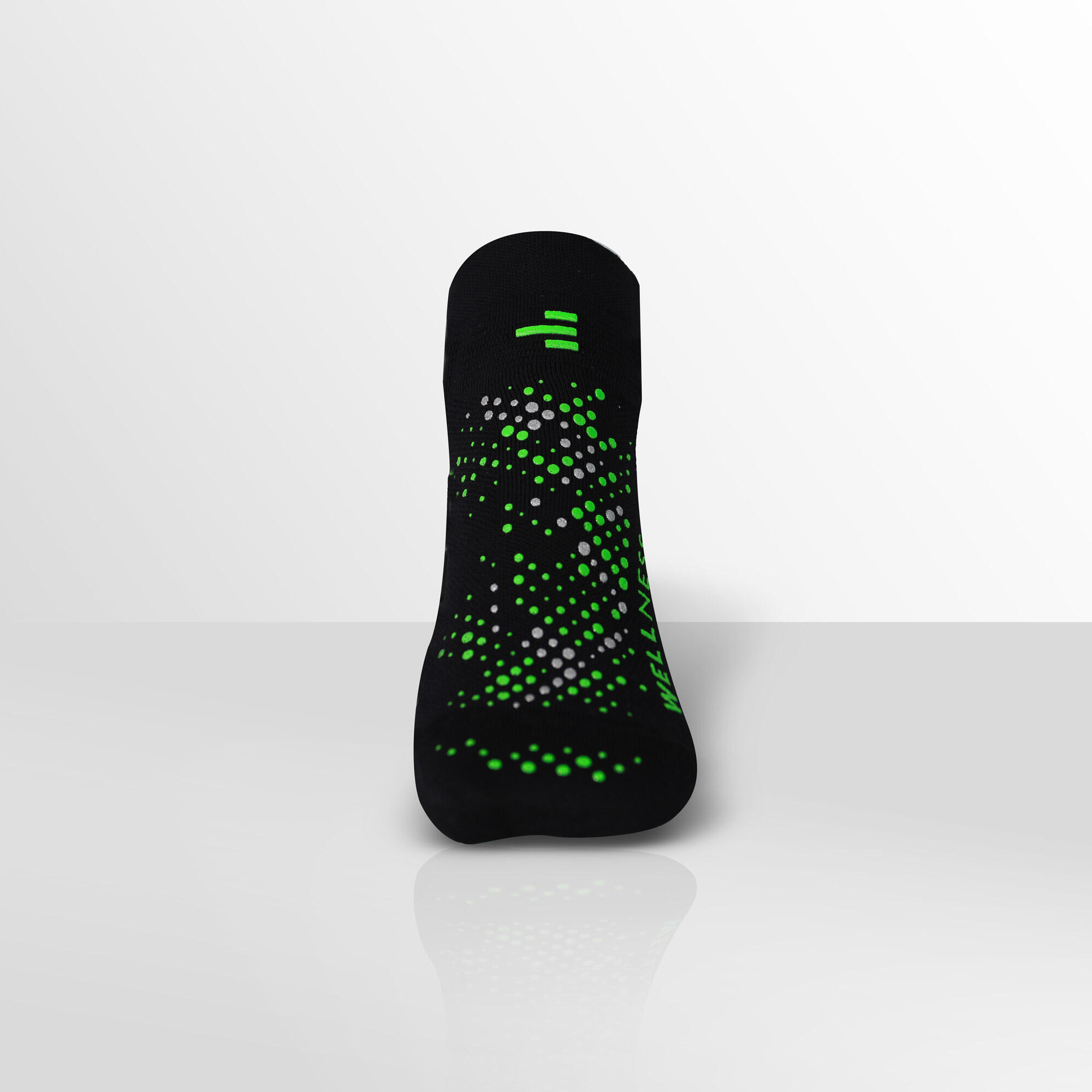 Chaussette Wellness Noir/Vert, pour toutes les activités en salle de sport. 2/8