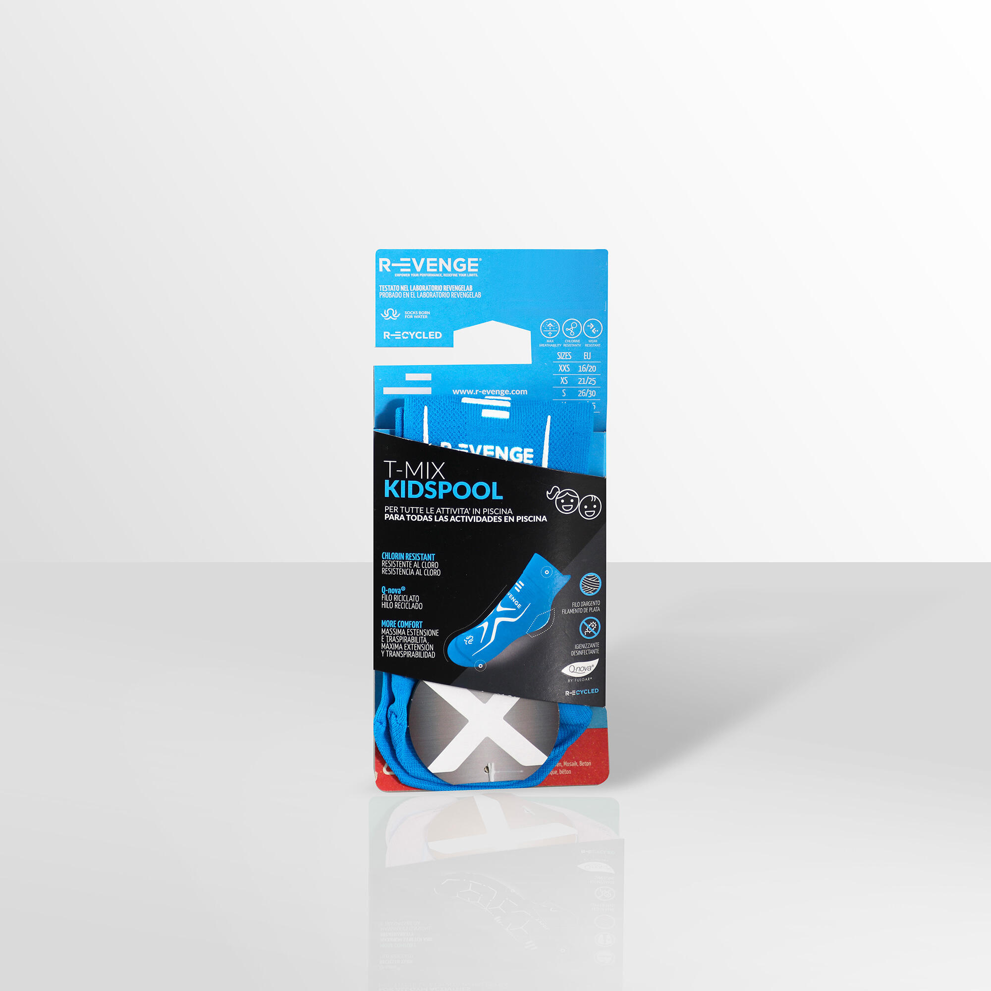 Chaussette Pool Kids Bleu Ciel, idéale pour toutes les activités aquatiques. 5/7