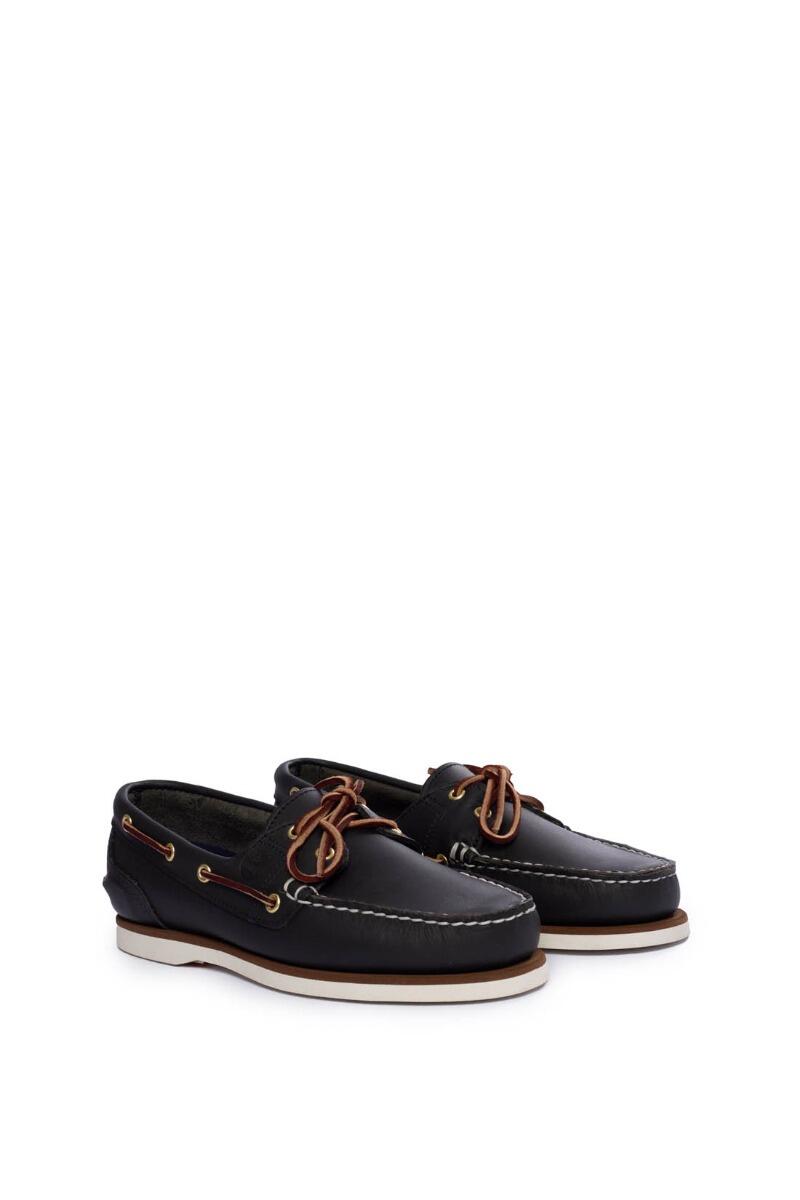 Scarpe da barca Amherst 2-Eye in pelle pieno fiore blu marino 3/5