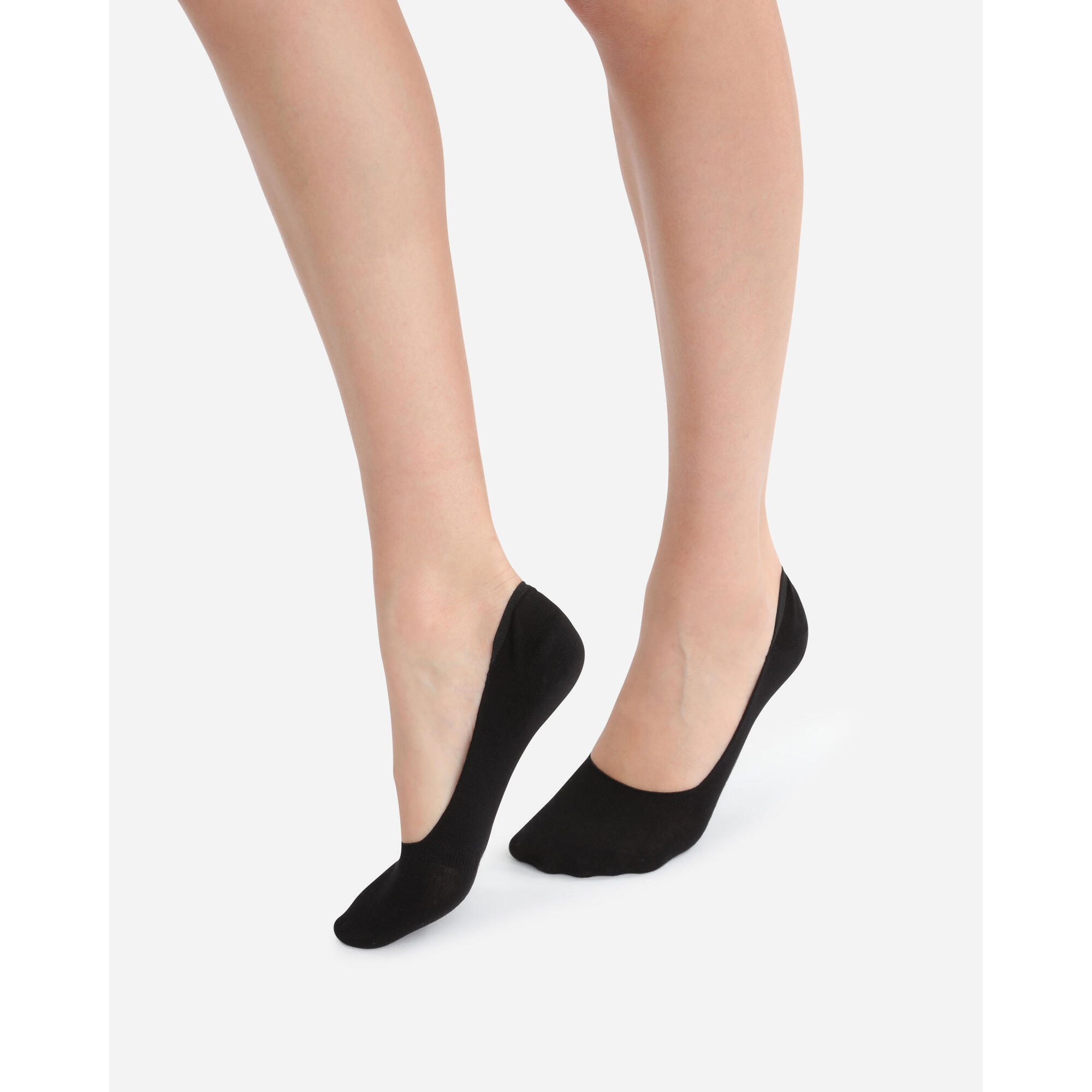 Dim - Lot De 2 Paires De Protèges-pieds Basique Coton - Chaussettes - Noir - 35/38 - Decathlon