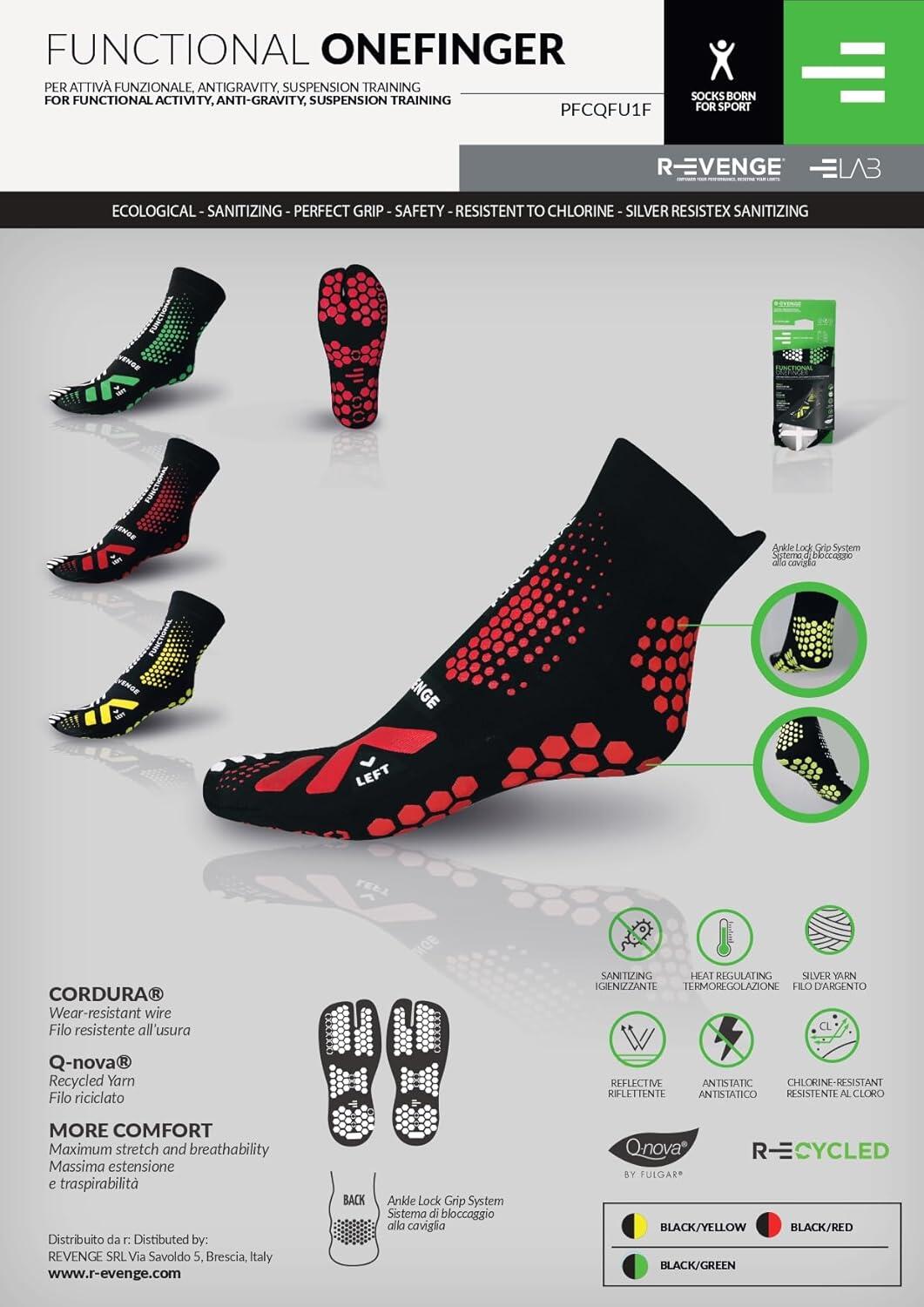 Functional Socken Schwarz/Rot. Ideal für Functional Training und Antigravity. 7/7