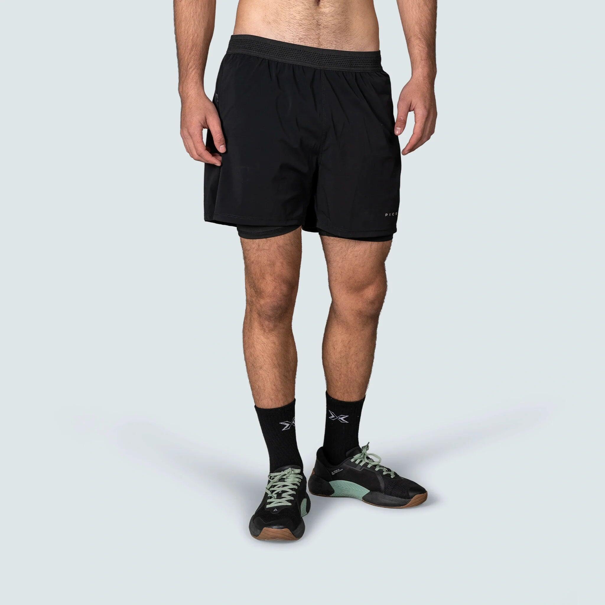 Picsil - Short 2 En 1 Homme Performance Aw25 - Shorty De Running - Noir - Decathlon