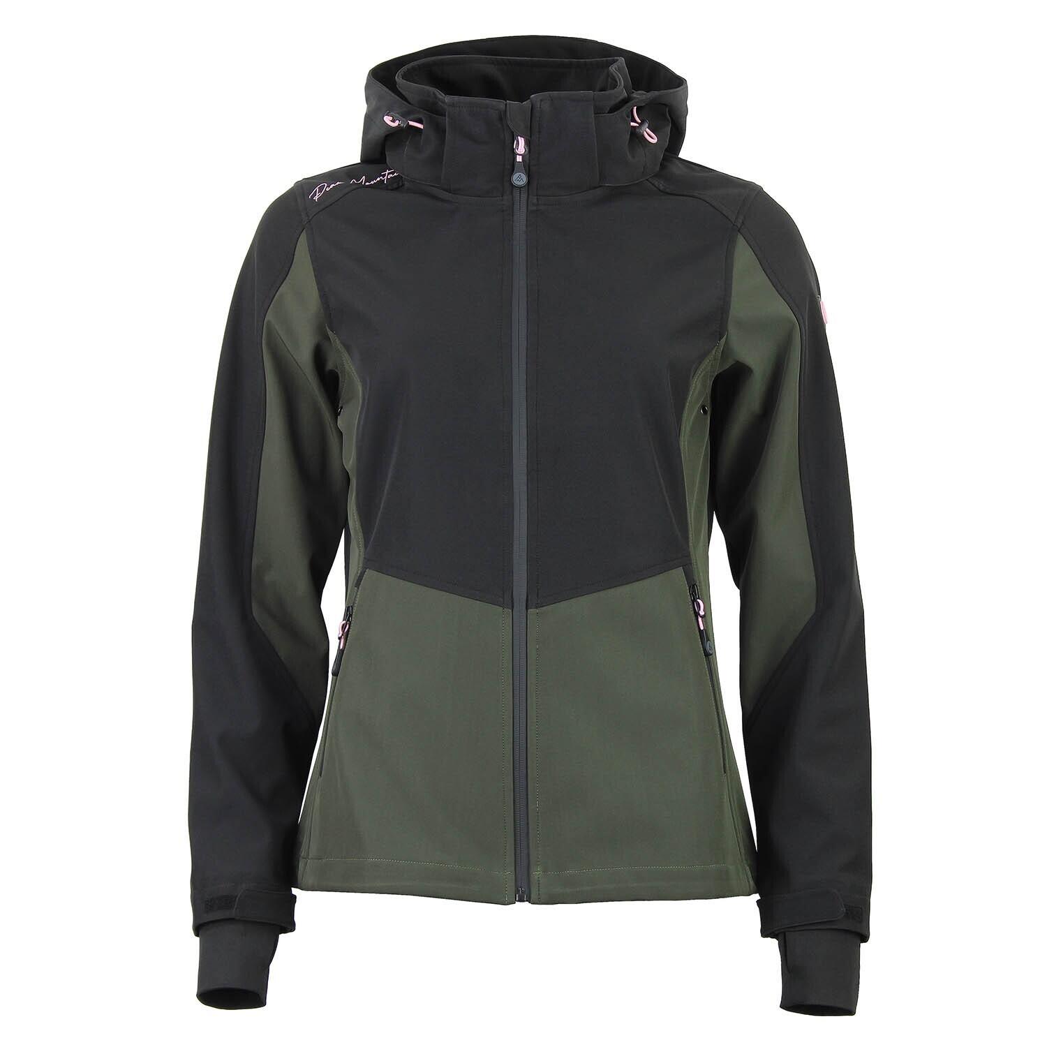 Peak Mountain - Blouson À Capuche Zippé Contrecolle Mesh Femme Peak Mountain Softshell - Blouson - Noir|vert - Decathlon