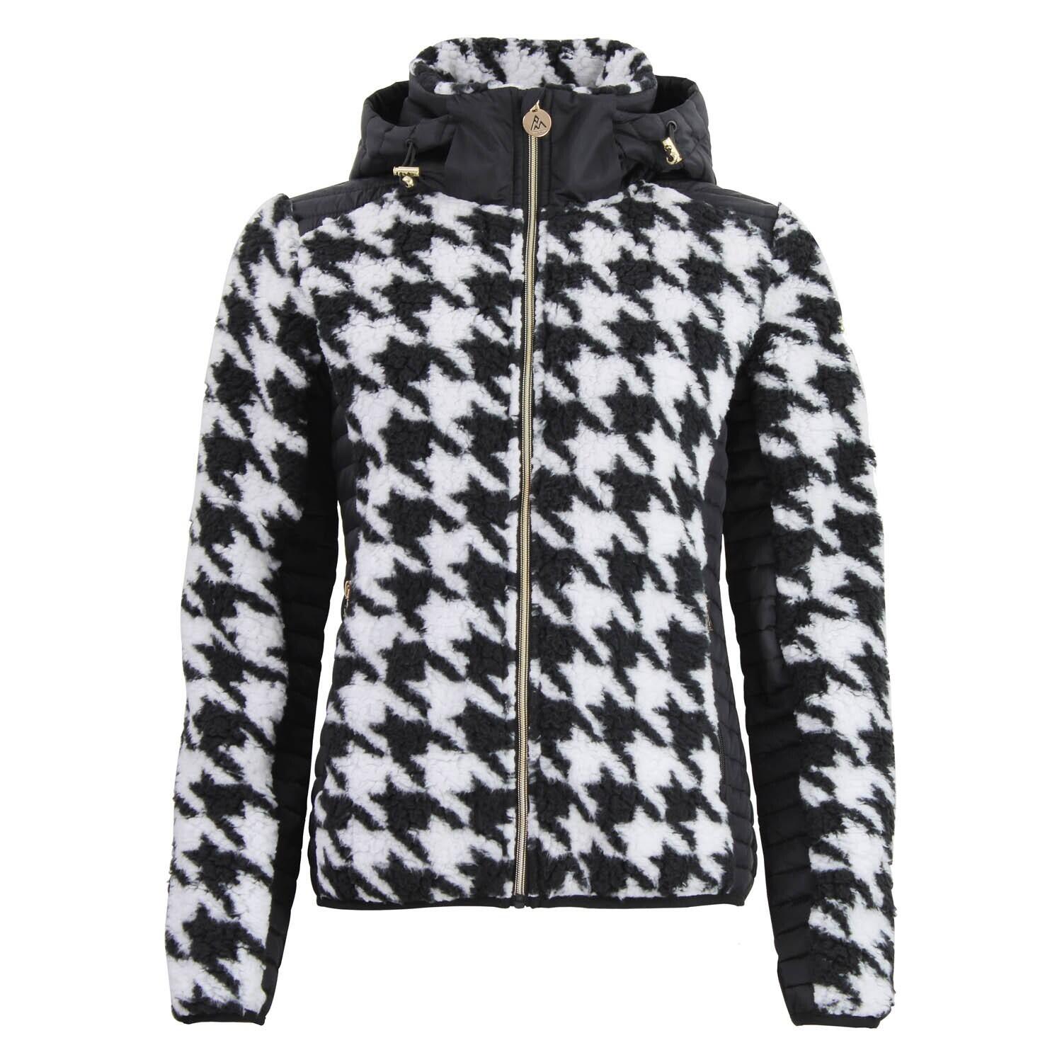 PEAK MOUNTAIN Felpa con cappuccio zip bi-materica con badge al petto donna Peak Mountain