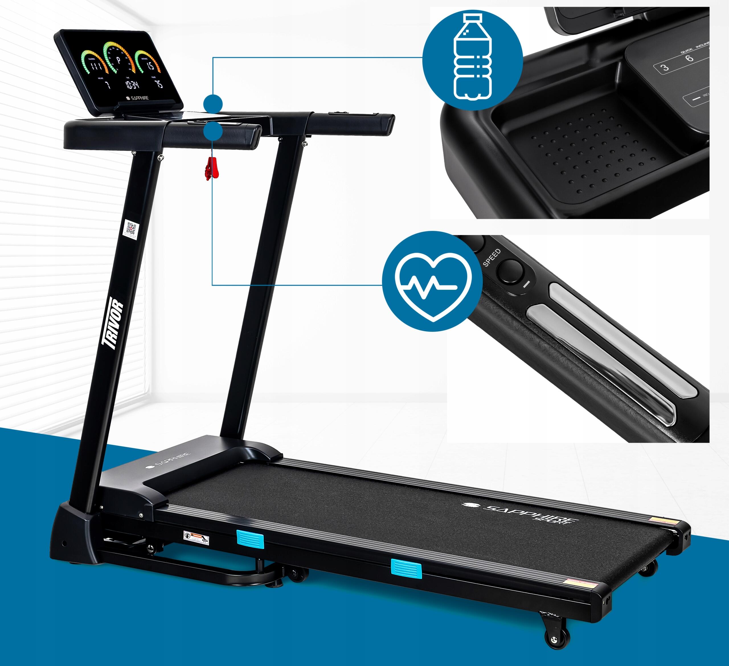 Bieżnia elektryczna Sapphire SG-2000T Trivor Bluetooth Aplikacje 3/7