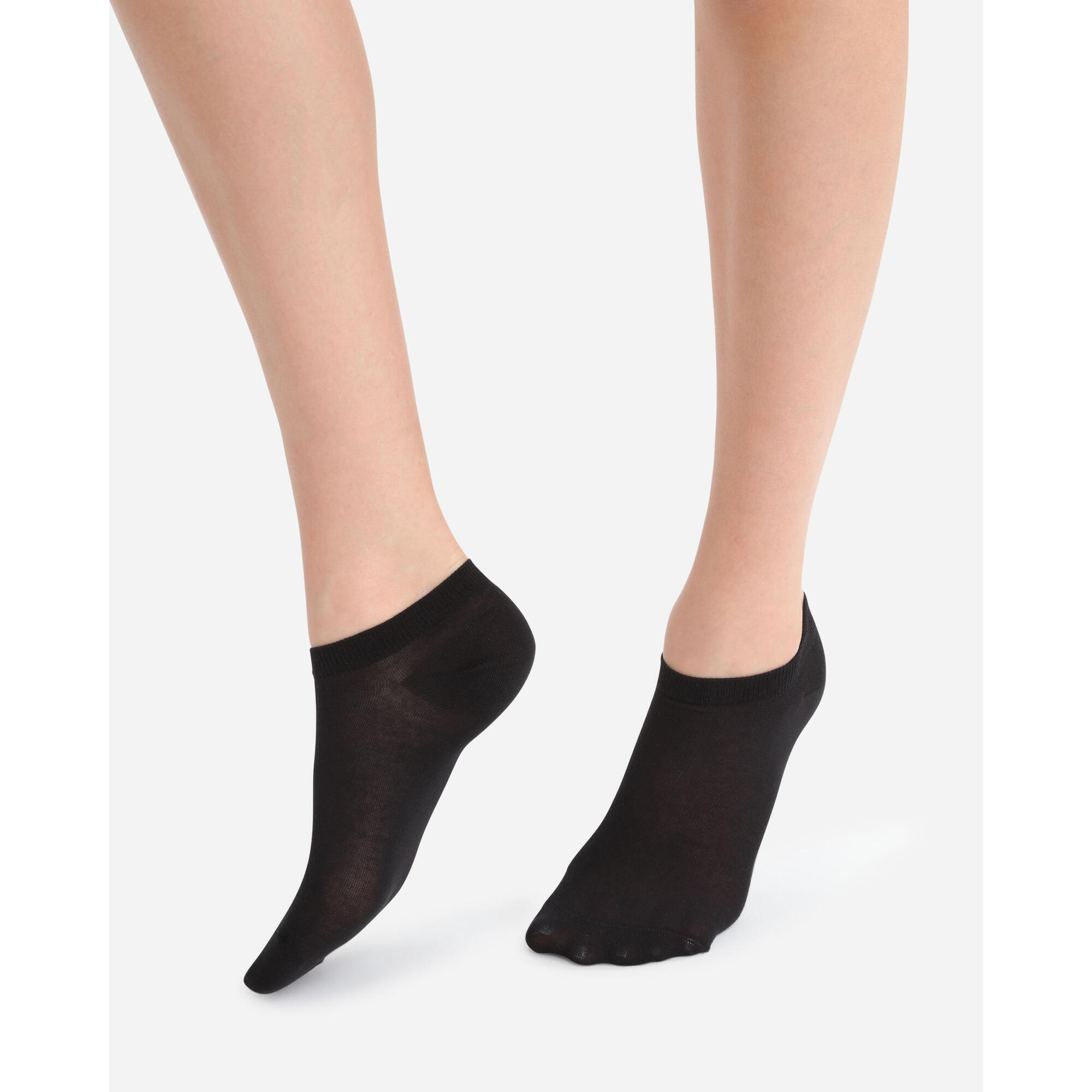 Dim - Lot De 2 Paires De Socquettes Femme Light Coton - Chaussettes - Noir - Decathlon
