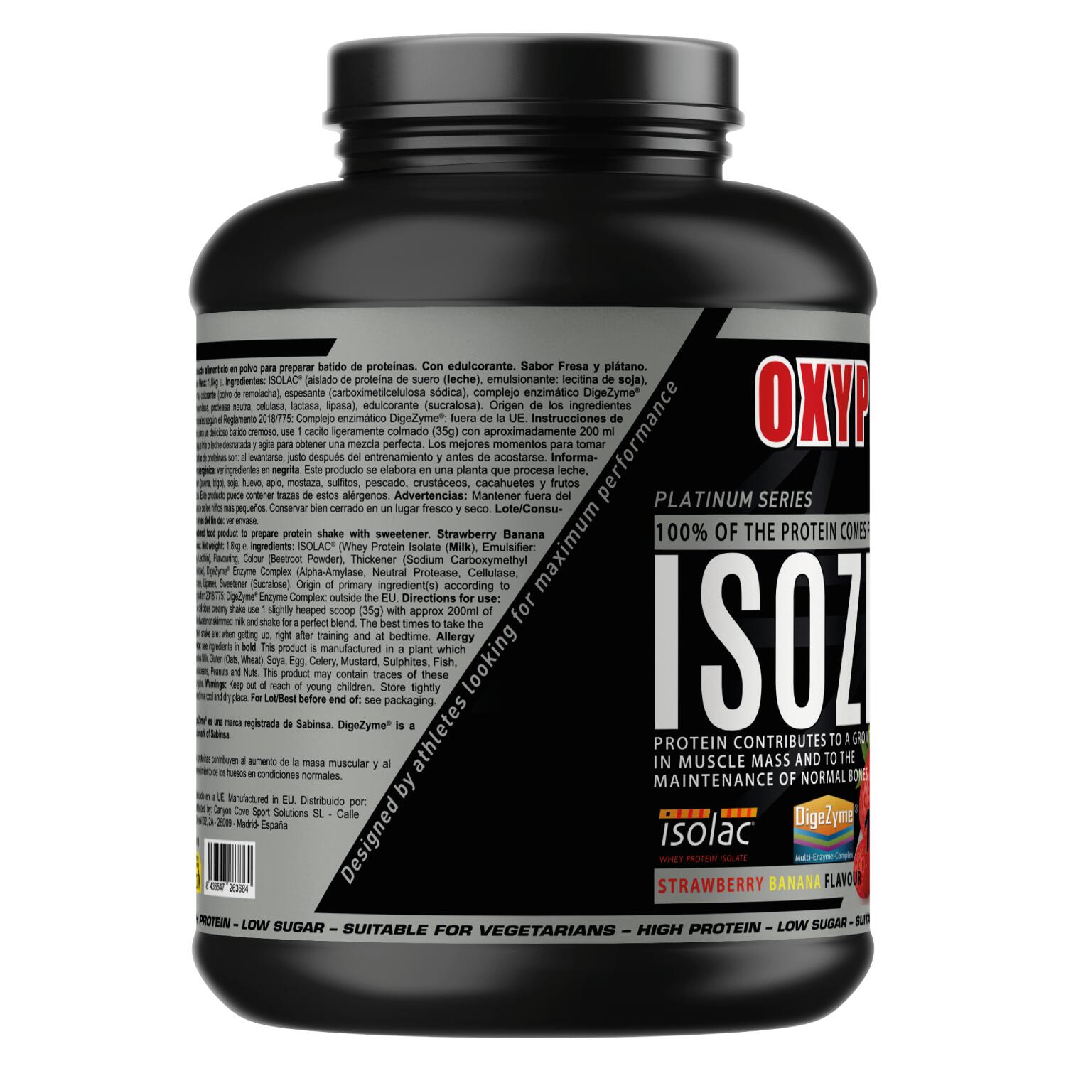 OXYPRO NUTRITION - ISOZERO – PLATINUM SERIES (ISOLAC®) -1,8kg Fresa & Banana 3/3