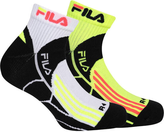 Fila 2er-Pack Quarter-Laufsocken Weiß/Fluo 35-38