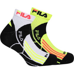 Fila Lot 2 Chaussettes Quarter Running Blanc-Jaune-Fluo 35-38