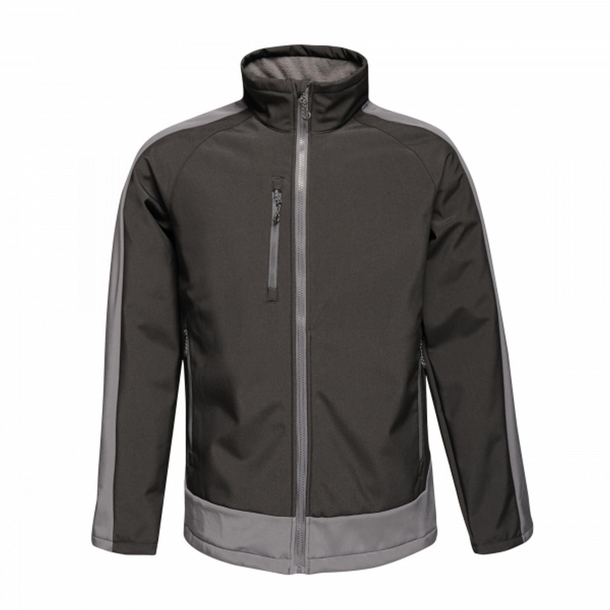 REGATTA Mens Contrast 3 Layer Softshell Full Zip Jacket (Signal Black/Slate Grey)