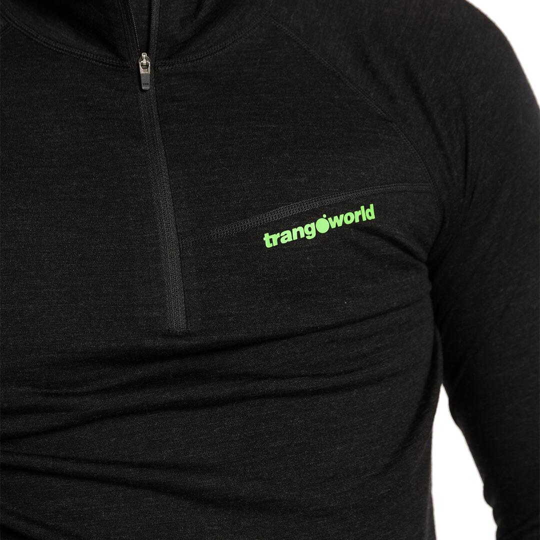 Camiseta térmica manga larga para Hombre Trangoworld Trx2 wool evo Negro 3/4