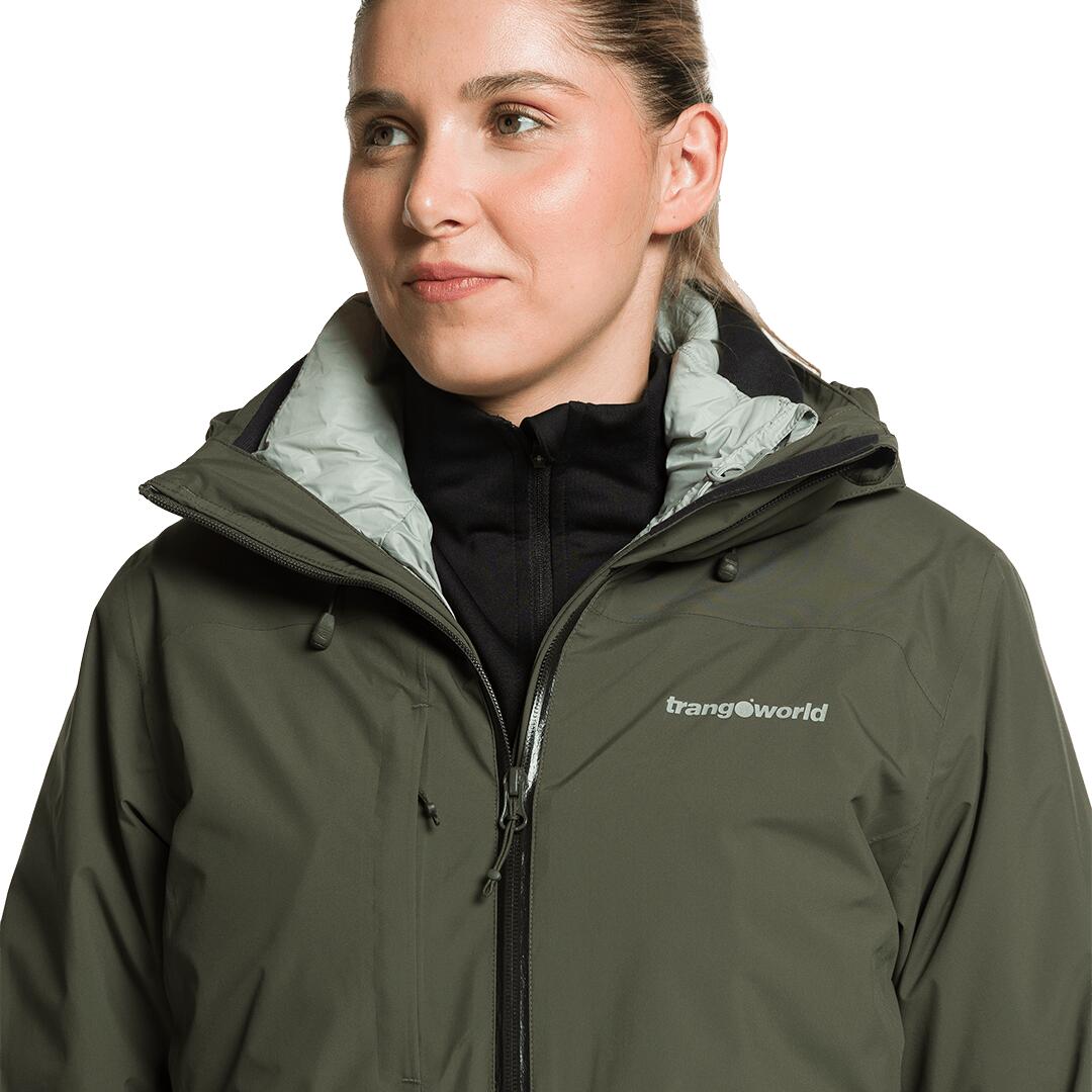 Chaqueta 3 en 1 para Mujer Trangoworld Lohra complet Verde/Negro Impermeable 5/7