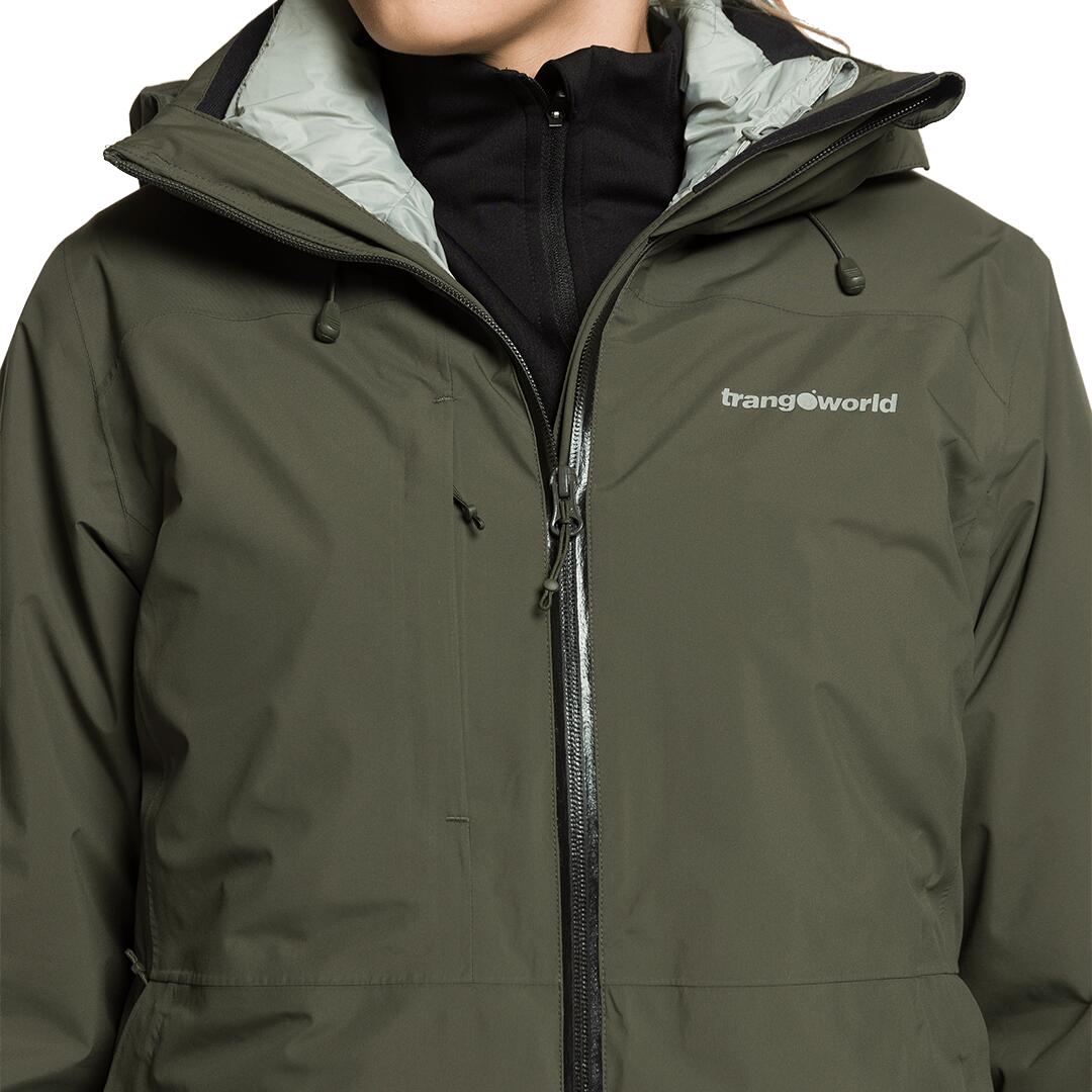 Chaqueta 3 en 1 para Mujer Trangoworld Lohra complet Verde/Negro Impermeable 6/7
