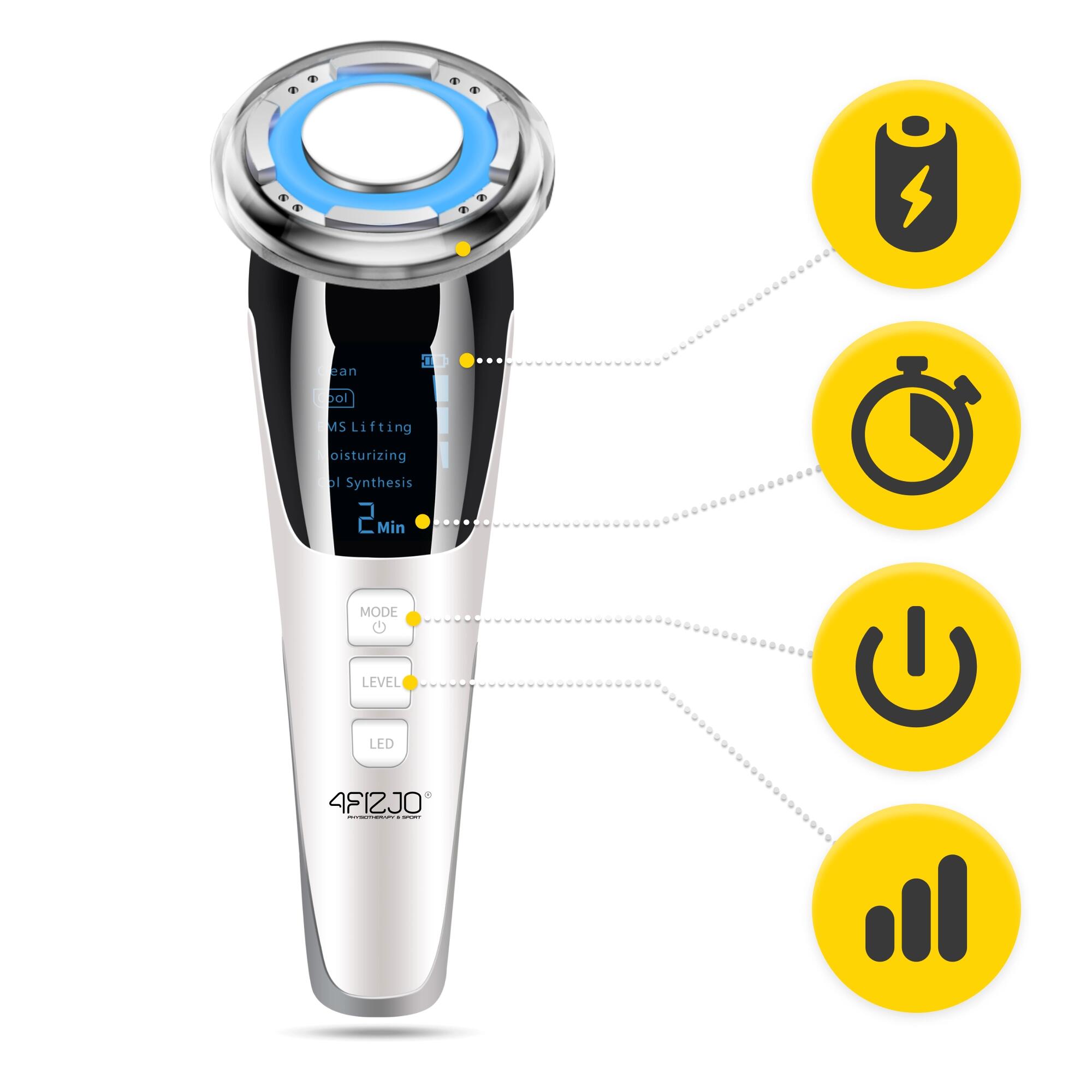 EMS Gesichtsmassagegerät Mesotherapie Anti-Aging Lifting Weiß 4FIZJO 3/7